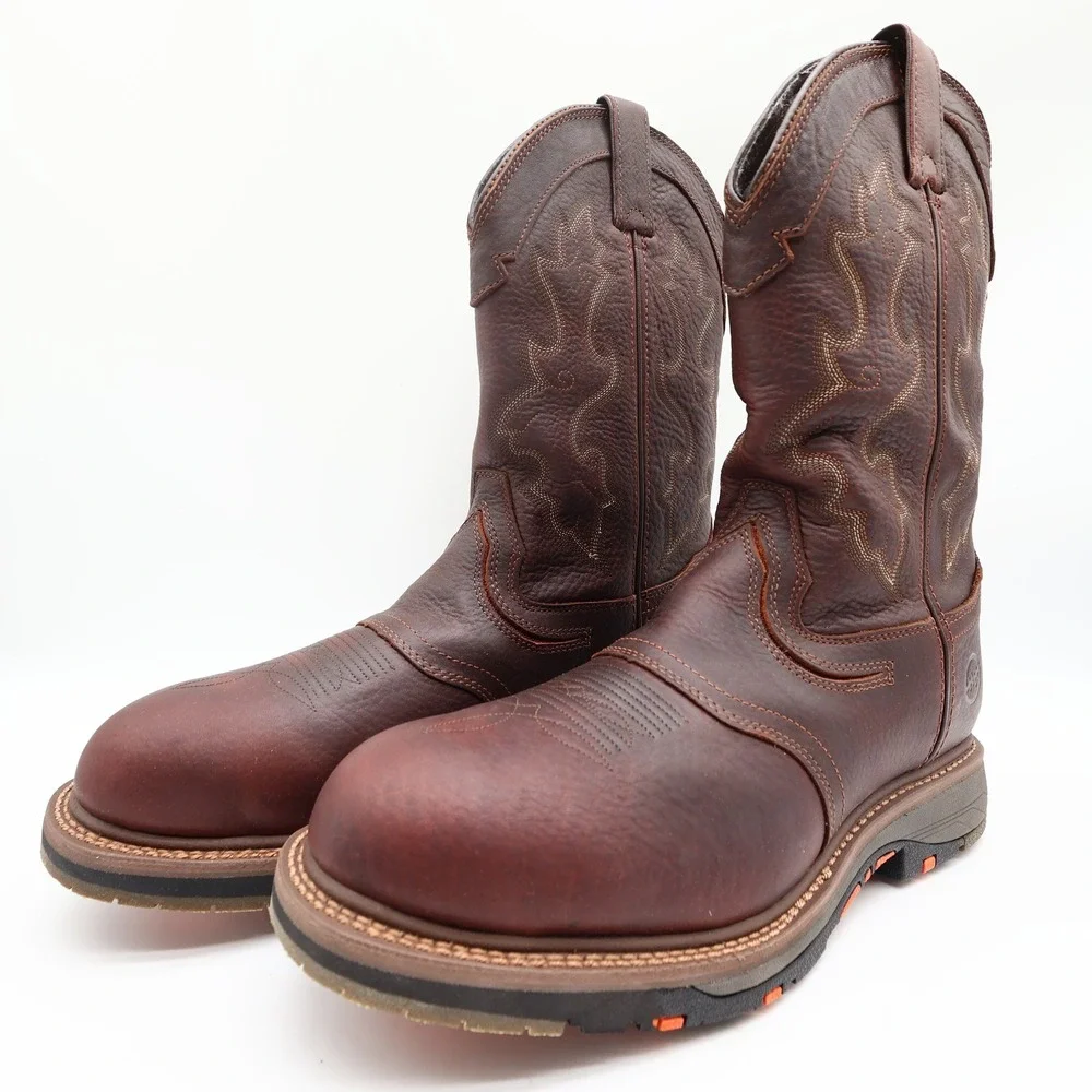 Double-H Modern Roper Work Boots Mens 12 D Brown Leather Composite Toe NIB